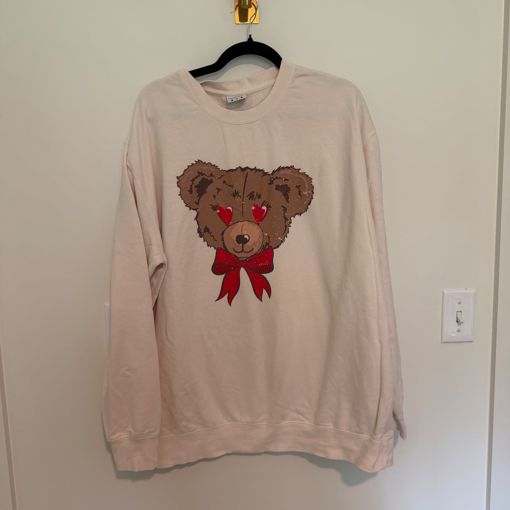 Living Fully Co Mallory‎ Ervin I Love You Beary Much Sweatshirt Cream XL